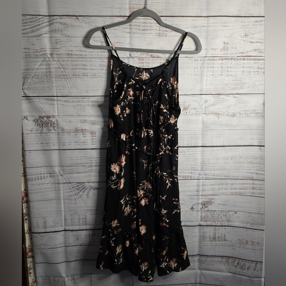 Xhilaration Black Floral Spaghetti Strap Mini Dress Women Size Medium - Picture 6 of 7